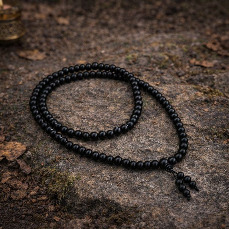 Karungali Malai 8mm Stretchable - 108+1 Beads (Original Ebony Wood)