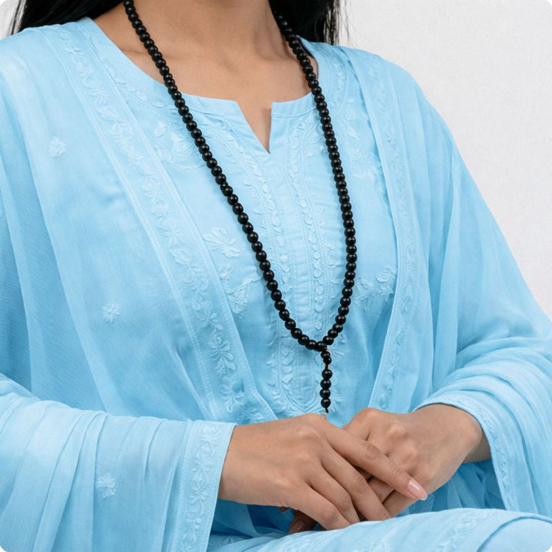 Karungali Malai 8mm Stretchable - 108+1 Beads (Original Ebony Wood)