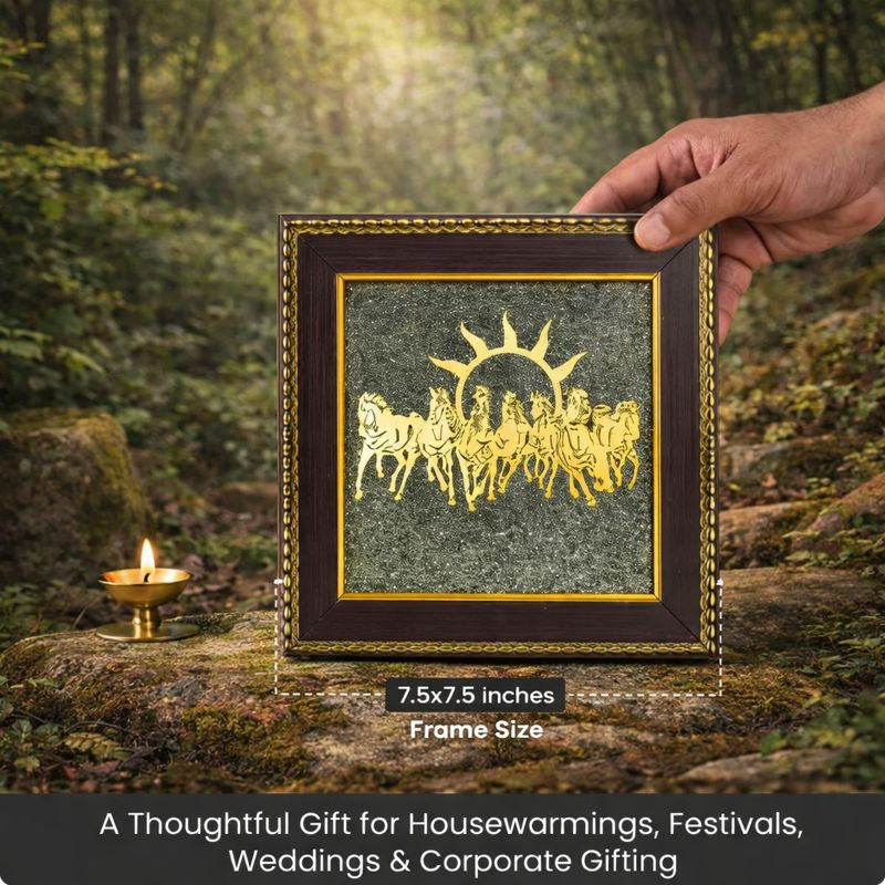 7 Horses on Raw Pyrite Frame