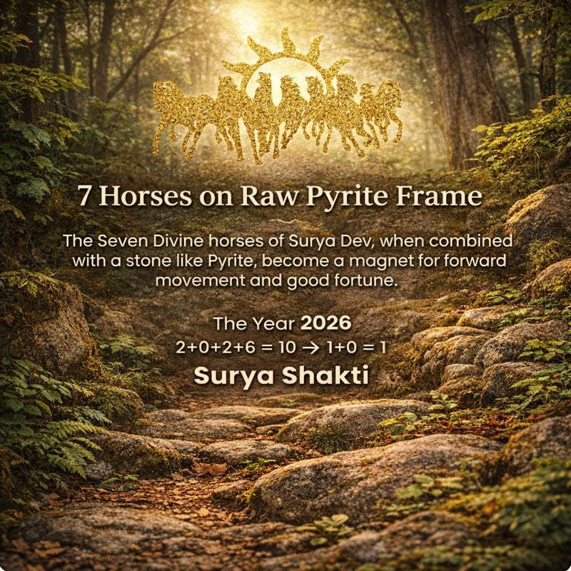 7 Horses on Raw Pyrite Frame