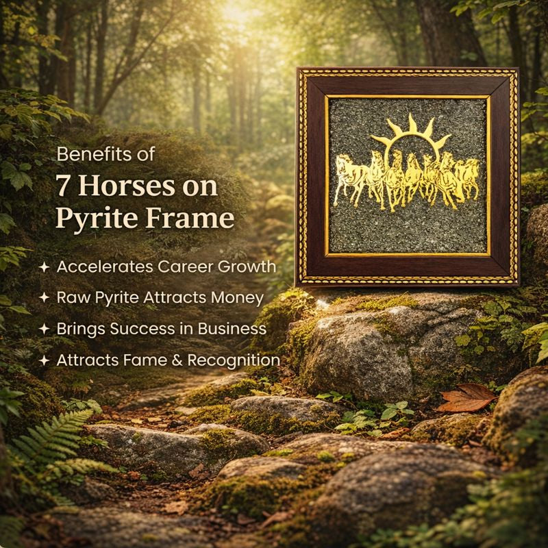 7 Horses on Raw Pyrite Frame