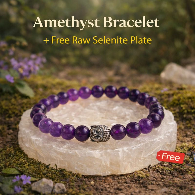 Amethyst Bracelet with FREE Raw Selenite Plate
