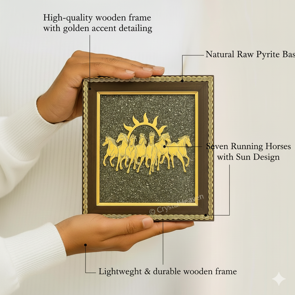 7 Horses on Raw Pyrite Frame