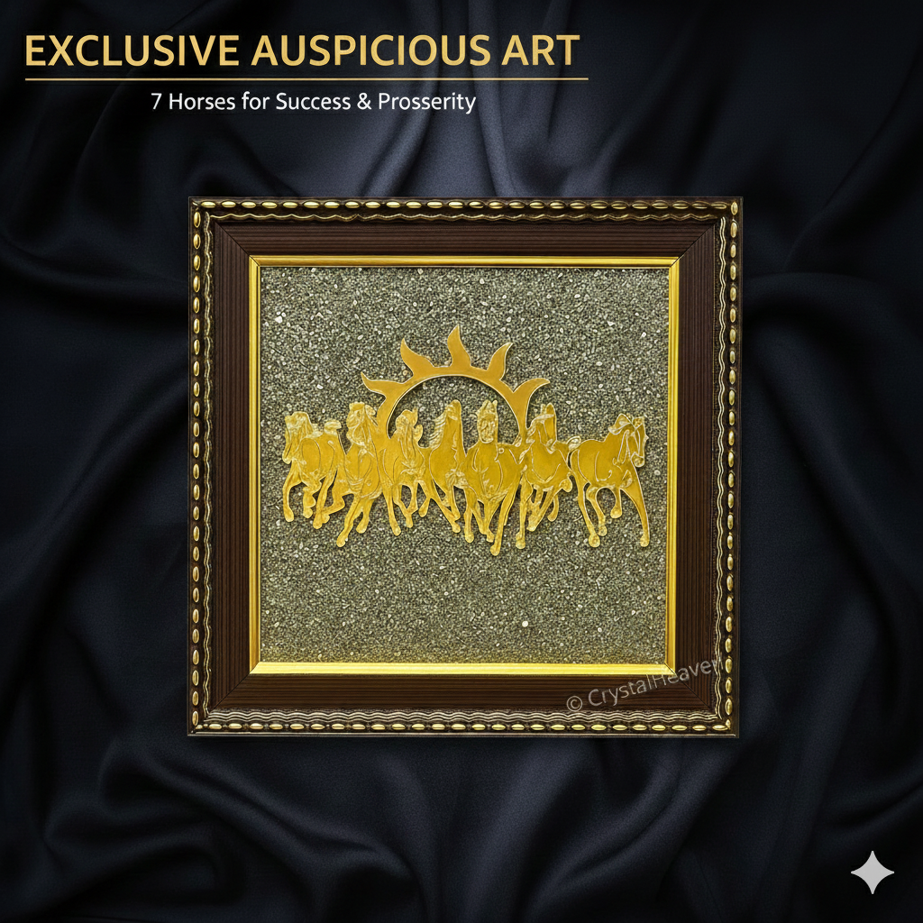 7 Horses on Raw Pyrite Frame