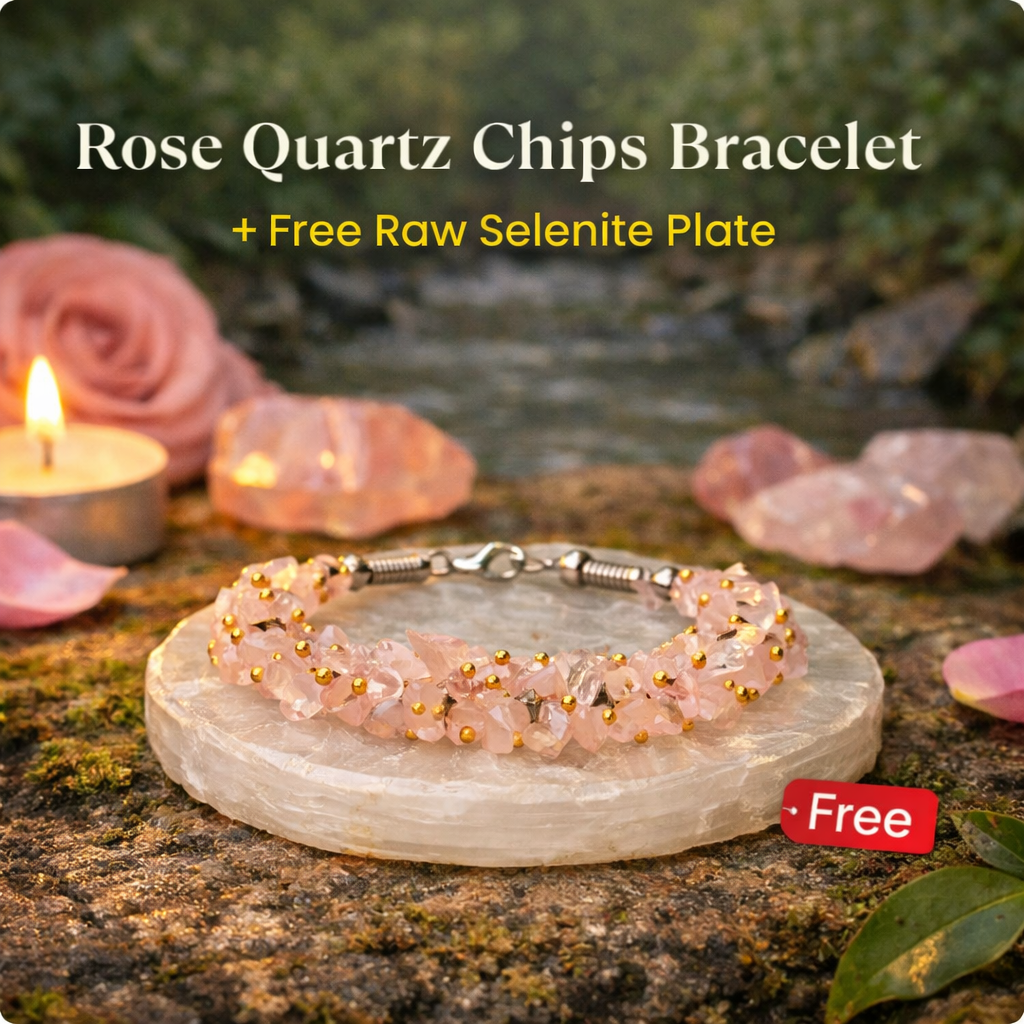 Love Attraction Chips Bracelet with FREE Raw Selenite Plate
